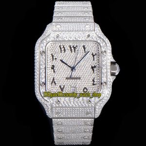 eternity Jewelry Watches 2021 TWF WSA0018 Paved Diamonds ETA A2824 Automatic Mens Watch Fully Iced Out Diamond Arabic Dial Quick Switch Steel Bracelet Super Edition