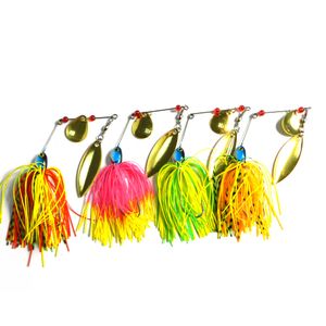 HENGJIA Spoon Spinnerbait Buzzbait Sequins Metal Fishing Lure Beard 40PCS/LOT 17G with Skirt Feather for bionic