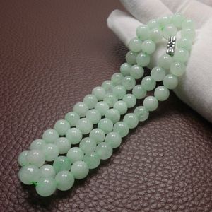 Collana di perle di verde smeraldo da 10 mm Collana di gioielli di giada Amuleto di giadeite Moda Regali di fascino naturale al 100% per le donne Uomini Q0531207o