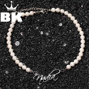 Perla rotonda Carattere artistico personalizzato Zircone Miami da donna Gioielli con perle simulate multistrato Collana di perle di vongole