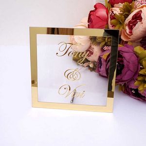 Custom Bride Groom Name Mirror Frame Segnaletica per matrimoni Targa in acrilico Transperant personalizzata con bomboniere per decorazioni per unghie SH190923