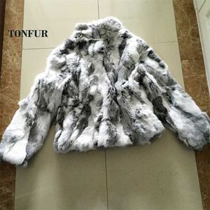 Women Real Rabbit Fur Mandarin Collar Coat Natural Pure Genuine Whole Skin Fur Jacket Full Pelt Fur Customize WSR61 211018