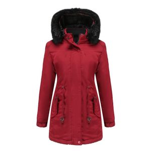 Kvinnors Jackor Vinter Överrock Wear Hooded Fodrad Jacka Tjock Trench Två Varm Fur 'Coat Outwear