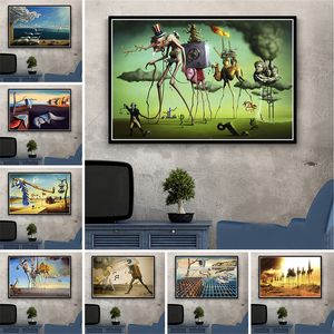 Salvador Dali Swans Reflecting Elephants Canvas Painting Abstract Posters and Print Wall Art Picture Living Room Decor Cuadros