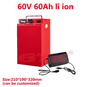 GTK 60V 1000W 2000W 3000W 4000W 60AH litiumjon ebike batteripaket elektrisk cykel scooter litium batteri + 10A laddare