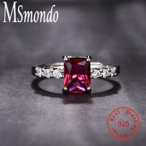 Klusterringar sterling silver färg 925 enkel mode rubin rosa turmalin diamant för kvinnor justerbar vigselring fin smycken gåva