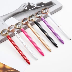 Creative Heart Shaped Head Metal Ballpoint Pennor 22 Färger Diamond Queen Scepter Ballpoints Pen Student Skriva Office Signation BH5036 TYJ