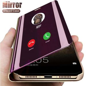 Smart Mirror Flip Phone Cases For Samsung Galaxy S22 S21 Ultra S20 FE S10 S8 S9 Plus S7 S6 Edge Note 20 10 Lite phone Cover cell phones case