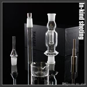 Nektar Toplayıcı Kiti Cam Boru Boruları Mini Bong İki Fonksiyon Her ikisi de kuvars Trip Titanyum Seyahat Bongs 14mm Yağ Donanları Dabs