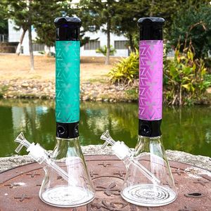 Narghilè viola Bicchiere in vetro Bong 7mm Tubi d'acqua spessi 18mm Giunto femmina Olio Dab Rigs Con ciotola diffusa Downstem