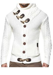 Zogaa 남자 슬림 풀오버 스웨터 남자 브랜드 캐주얼 슬림 스웨터 두꺼운 경적 버클 거친 양모 트위스트 플라워 스웨터 211014