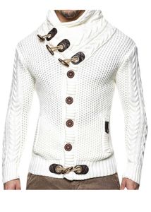 ZOGAA Mäns Slim Pullover Tröja Män Märke Casual Slim Tröjor Tjock Horn Spänne Grov Ull Twist Flower Sweater 211014