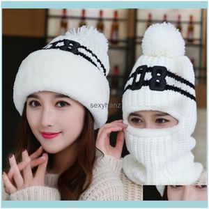 Beanie/Skl Hats Caps Hats, Scarves & Gloves Aessories Womens Autumn Winter Knitted Plover Padded Ear Protection Riding Windproof Warm Hat Fa