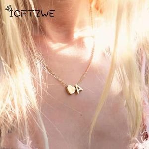 Wholesale tiny letter necklace for sale - Group buy Tiny Initial Heart Necklaces For Women Stainless Steel Gold Dainty Letter Name Pendant Love Necklace Jewelry Anniversary Gift Y0301