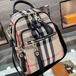 Women Backpack Shoulder Bags Handbag Classic Stripe Canvas Plaid Zipper Patchwork Color High Quality Artwork