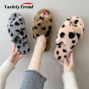 Kvinnor Skor Vinter Inomhus Bomull Slippers Plus Velvet Varma Tofflor Kors Furry Slippers Zapatillas de Casa H1115