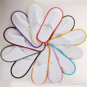 Disposable Slippers Wholesale 50pairs Hotel Travel Spa Scuffs Home Guest Slippers White With EVA Sole Closed Toe