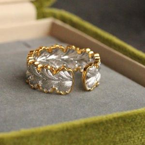 Anéis Bonito Do Ouro venda por atacado-Luxurys dessingers texturizado esculpido ouro artesanato ginkgo casal alavanca anel de prata anéis de ouro fácil deformar lady tridimensional padrão bonito bonito