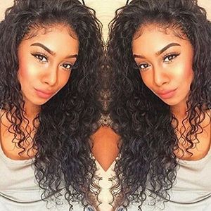 HD transparent pre plucked clousre front wig curly brazilian remy hair 360 lace frontal wigs for black women water wave human 130%