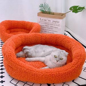 Cama de gato inverno cão quente para cães pequenos espessados ​​mobiliário de leitos de pára-brisa macio