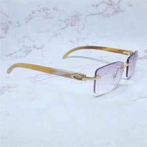 Classic Square Sunglasses Genuine Buffalo Horn Mens Designer Sunglass Ancient Rimless Buffs Women Sun Glasses French