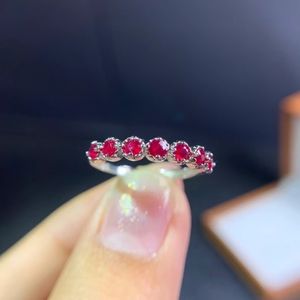 Natural Burma Ruby Stone Size 3*3mm 6pcs with 925 Silver Rings for Women Jewelry SNC-03