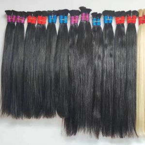 Braiding hair no wefts Brazilian straight human hair 300g/lot natural black and blonde colors