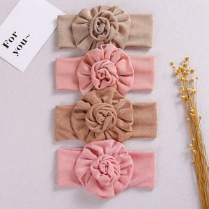 Fascia per capelli per bambini con fiori per ragazze Turbante largo per bambini Autunno Tessuto di ghiaccio traspirante Avvolgere la testa Fasce per capelli per bambini Accessori per capelli