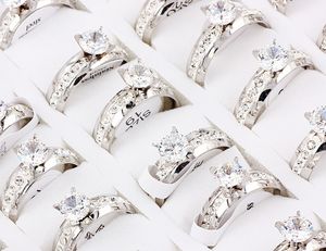 Fashion 30pcs rostfritt stål ringar band cz inlay grossist bulk massor män Wonen smycken gotiska gåva