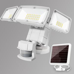 1500LM Super Bright LED Lampada di sicurezza solare Sensore di movimento per esterni Sensori regolabili Luce di inondazione a distanza con 3 teste regolabili