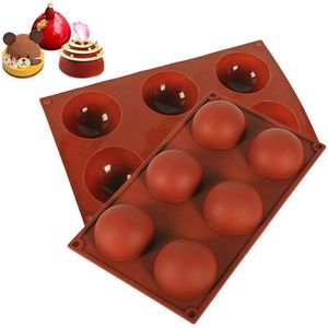 Große Halbkugel-Kuppel-Silikonform mit 6 Löchern, halbrunde Seifenform, halbkugelförmiges Tablett für Schokolade, Kuchen, Gelee, Pudding