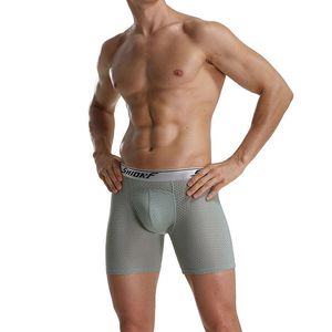 Shorts masculinos 5xl gelo seda anti fricção pernas longas underwear fitness confortável homens cuecas fina trecho boxers calcinha masculina