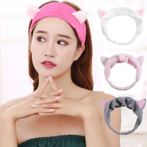 Faixas de cabelo de orelha de gato para mulheres bonito chuveiro acessórios de cabelo máscara esportes desenhos animados cocar cinto de cabelo cinto casual headbands