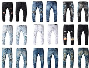 Luxurys Designers Jeans Distressed France Fashion Pierre Straight Men's Biker Hole Stretch Denim Casual Jean Men Skinny Pants Elasticity Mal