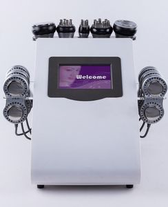 Fabriksproducerad vakuum ultraljudskavitation RF fettreduktion kroppsbantningsmaskin med 6 kuddar EMS Mikro nuvarande hudföryngring