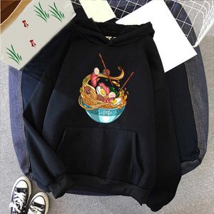 Anime Ramen Hoodie Mode Druck Pullover Tops Langarm Streetwear Y0804