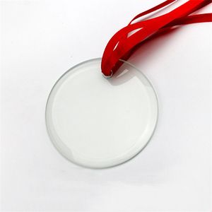 Glass Pendant Sublimation Christmas Ornaments 3.5inch Single Side Thermal Transfer Ornament Festival Decore Customized Diy Pendants A02