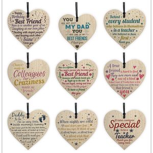 31 Styles Xmas Wooden LOVE Christmas Chip Hanging Gift Ciondolo a forma di cuore Lettera Amicizia Bottiglia di vino Decor Ciondolo Tag