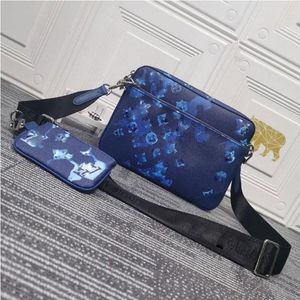 Cross Body Bolsas + Carteira Azul Impressão Designer Saco Removível Moeda Padrão de Mergulho de Couro Revelar Personalizado Personalização Estilo Embreagem Entrega rápida