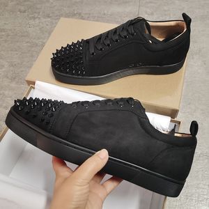 Wholesale sneakers for juniors for sale - Group buy Designer Red Bottom Sneaker Men Junior Spikes Orlato Flat Trainers Women Low top Tennis Shoes White Black Casual Shoe EU12