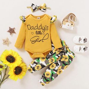 Kleidungssets Baby-Mädchen-Kleidung 0-18 Monate Daddy's Little Floral Leopard Camouflage Pants Born Outfits