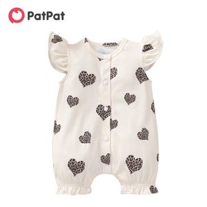 Sommarbarn Leopard Heart Print Flutter-Sleeve Romper 210528