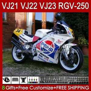 Body for Suzuki RGV-250 RGVT Glossy White RGV 250CC 250 CC 1990 1991 1992 1993 94 95 96 20HC.189 RGV250 SAPC VJ22 RVG250 لوحة RGVT-250 90 91 92 93 1994 1995 1995 Fairing