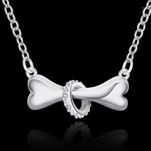 Chains Promotions Necklace Jewelry Beautiful Fashion Elegant Silver Color Charm Tag Chain Dog Bone Pretty Lady