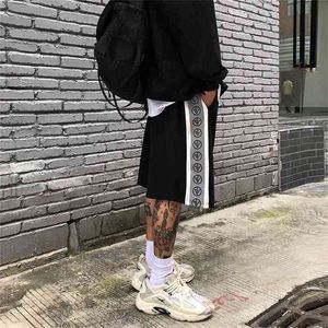 High Street Dark Souls Shorts Men Hip Hop Reflect Light Funny Print Short Pants Brand Skateboard BF WInd Men's 210716