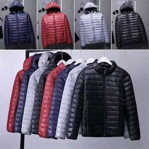 Primavera e Outono Moda Boutique Branco Pato Down Color Sólido Lightweight Masculino Casual Com Capuz Down Jacket Masculino Down Jacket 211110