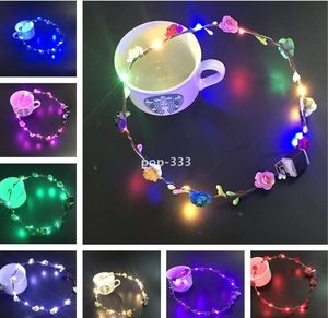 Necklace Flashing LED strings Glow Flower Crown Headbands Light Party Rave Floral Hair Garland Luminous Wreath Wedding Girl kids toys