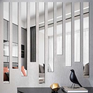 Miroir Stripe Acrylique 3D Stickers muraux Salon Chambre Lignes simples Décoration murale Restaurant TV Fond Stickers muraux 210929