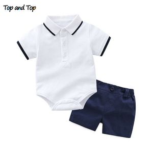 e top baby roupas conjunto verão algodão de manga curta romper tops + shorts infantil meninos roupas crianças menino roupas 210309