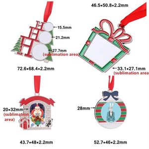 Sublimacja Puste Metalowe Dekoracje Christmas Transfer Heat Santa Claus Wisiorek DIY Xmas Drzewo Ornament Wysłany Prezenty YYFA245